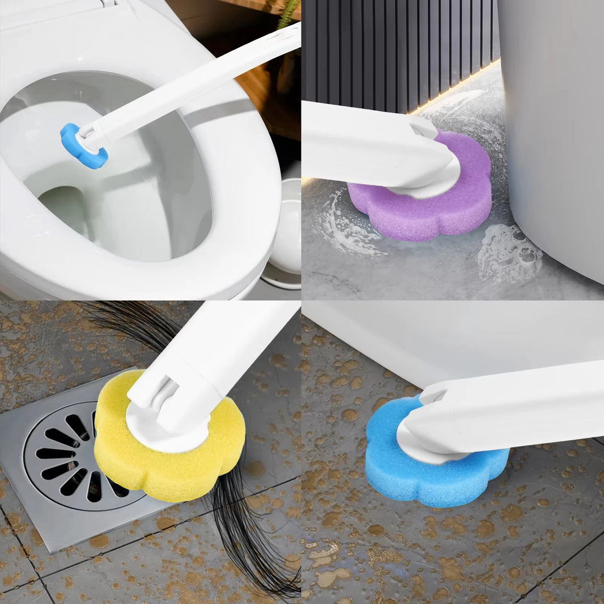 brosse wc remplacement tête jetable 18 36pcs long manche hygiène durable blanc bleu violet