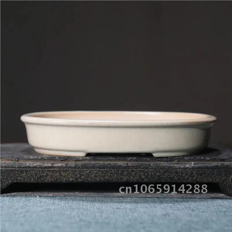 bassin bonsaï porcelaine blanc vert classique glazed desktop flower plant chinese ceramic