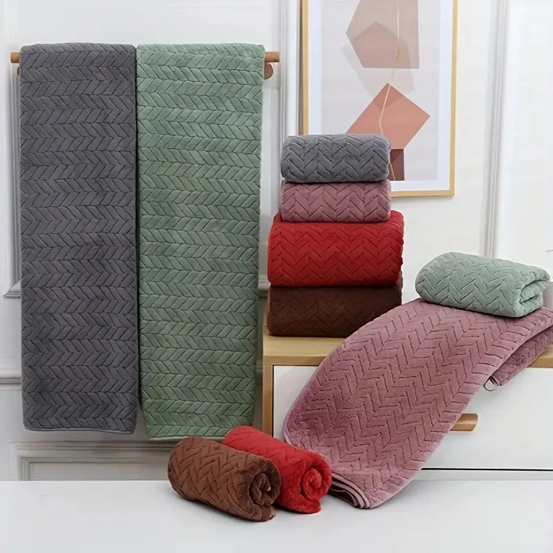 serviettes bain rapide séchage tissu microfibre tissage chevrons couleurs multiples modernes Thanksgiving