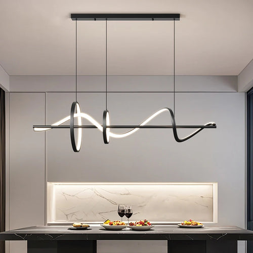 suspension lumineuse moderne contemporain blanc noir éclairage intérieur salon lustre led