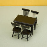 miniature table noire chaises rustiques assiettes nourriture marmite animal peluche traditionnelle deco jouet