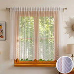rideau blanc transparent géométrique salon moderne fenêtre largeur variable haute qualité polyester