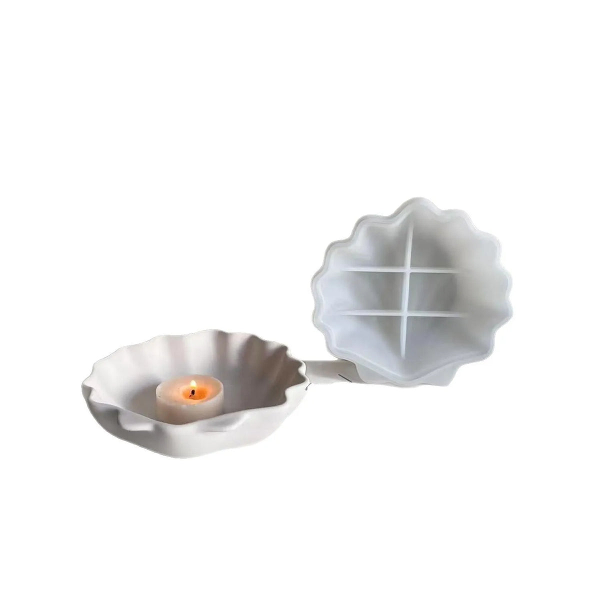 assiettes decoratives coquillage blanc nervures silicone plateaux compartiments bougie naturellements