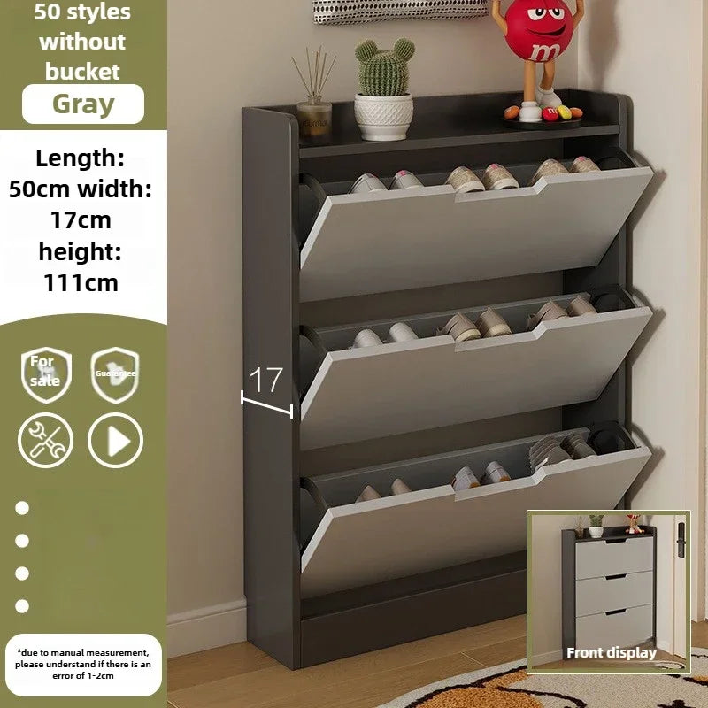 armoire chaussures moderne beige clair tiroirs rangement chaussures objets multifonction bois MDF