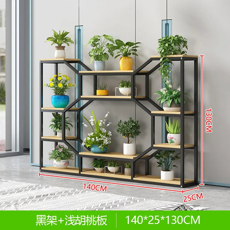 étagère modulaire métal bois industriel plantes d'intérieur pots fleurs blanc