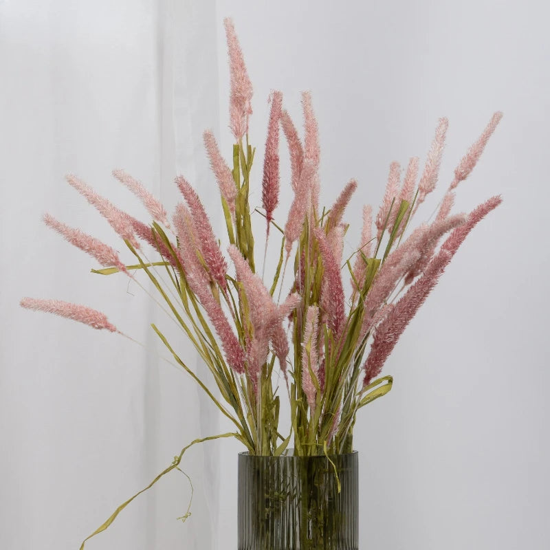 bouquet artificiel rose clair plumes fines moderne 78cm intérieur décoration vertes minimalistes