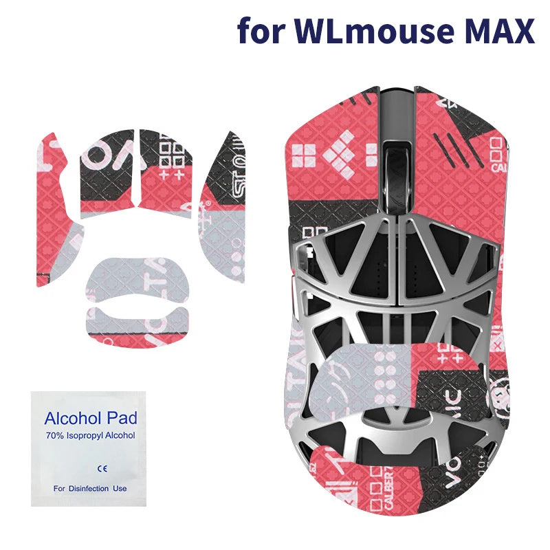 souris jeu antidérapante pads adhésifs géométriques noir blanc gris bleu rouge moderne ergonomique gaming