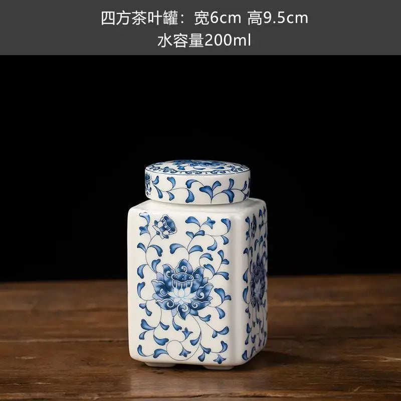 pot thé céramique bleu marine blanc fleurs dorées couvercle classique