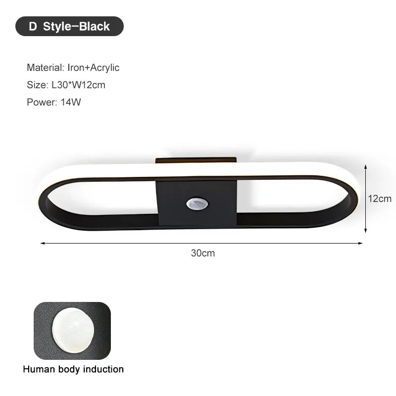 lumière détecteur mouvement noir blanc doré moderne flux lumineux led 249 2000v