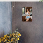 panneau decoratif vintage femme cuisine metal retro fixation mur blanc marron bleuclair