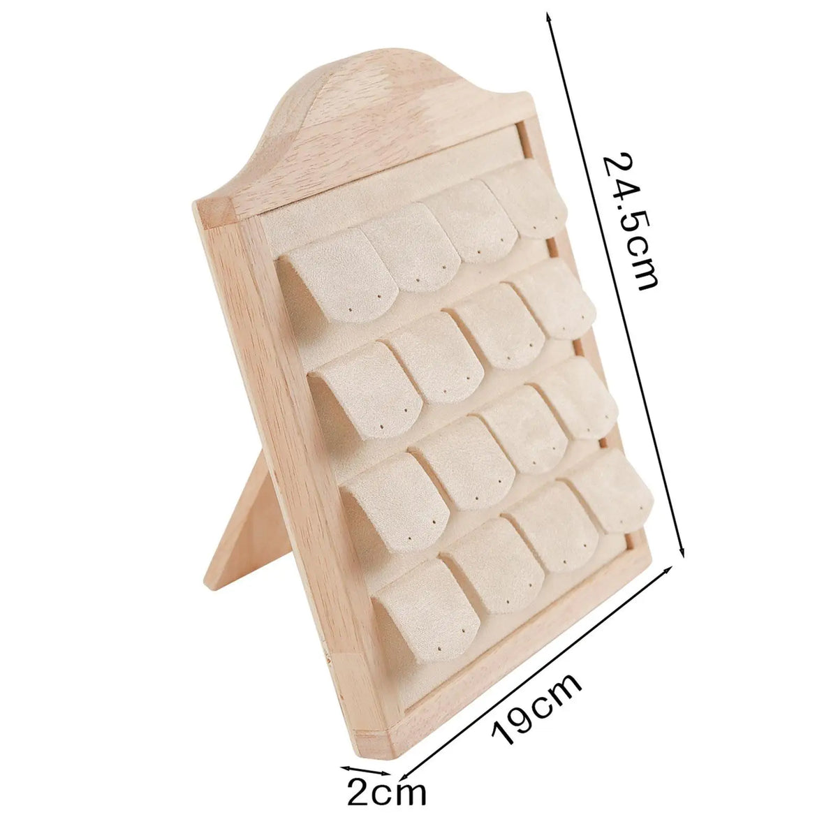 présentoir bijoux bois clair 16 paires velours grain rustique champêtre support