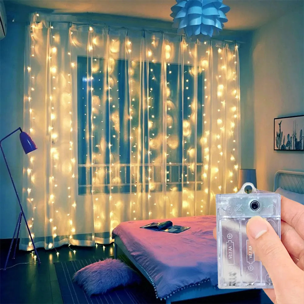 rideau lumineux led multicolore transparent moderne mariage noël anniversaire baptême clips batteries