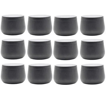 boîte métallique ronde bougie parfumée couvercle contenant cosmétique rangement voyage noir