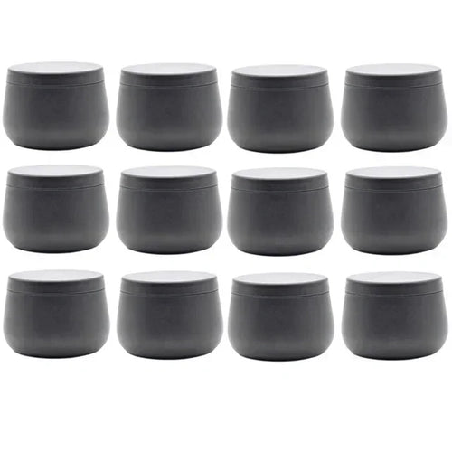 boîte métallique ronde bougie parfumée couvercle contenant cosmétique rangement voyage noir