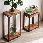 support plantes bois naturel moderne vase plante aquarium poissons finition brillante marron clair minimaliste