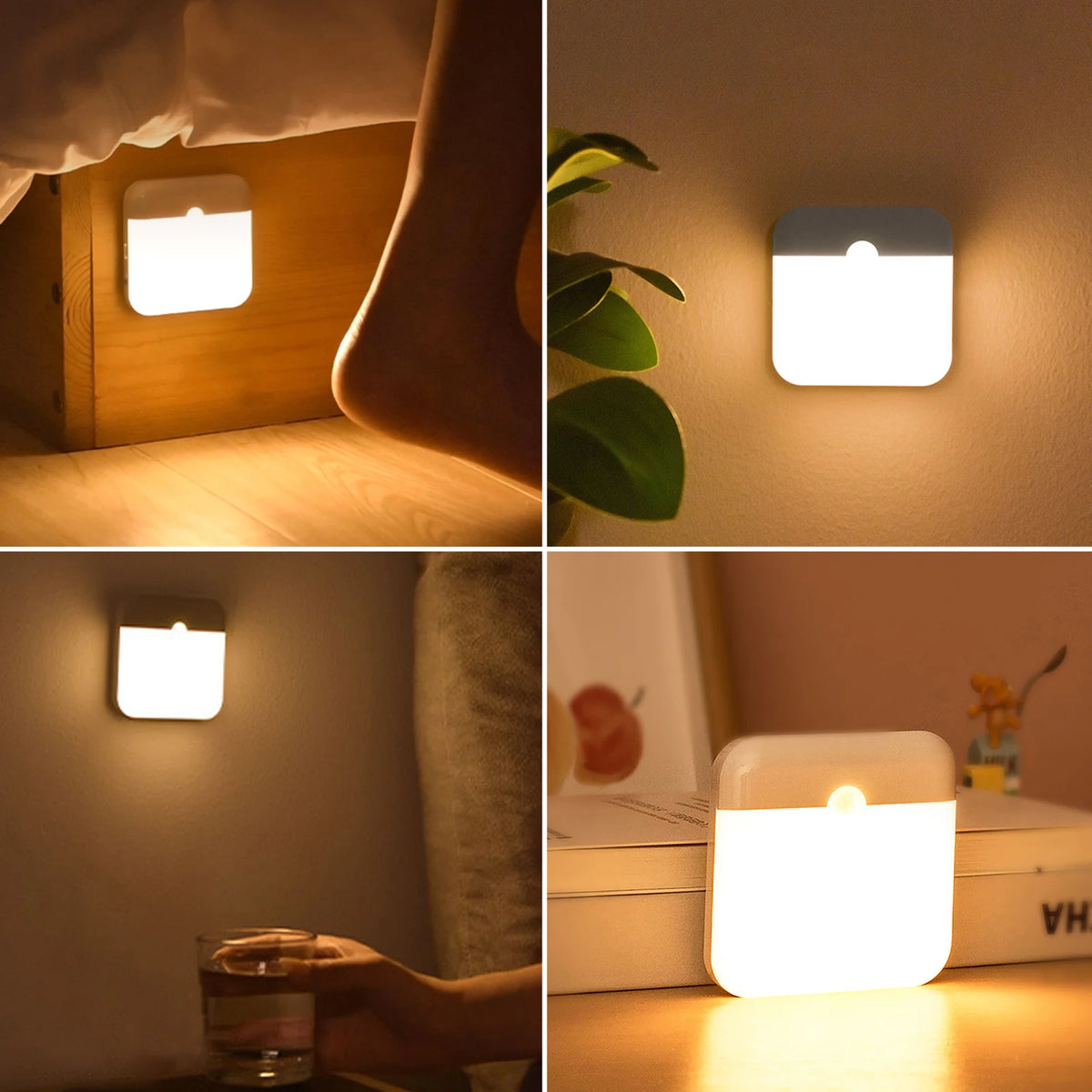 lampe nuit blanche moderne détecteur mouvement rechargeable modes lumière auto éteignante
