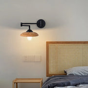 lampe murale bois noir moderne minimaliste abatjour opaque tête lit tressé chambre salon.functionalité.esthétique
