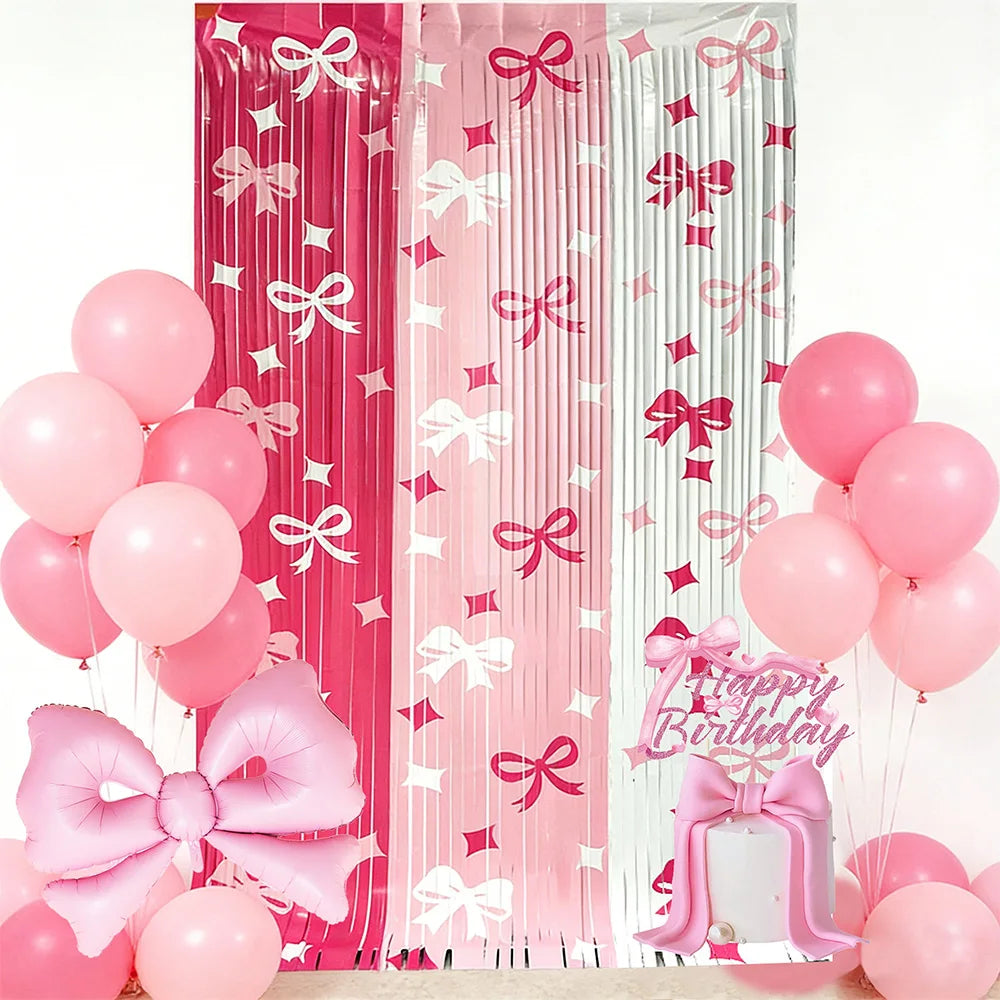 rideau frisé rose blanc arcs festif mariage anniversaire révélation sexe translucent clips