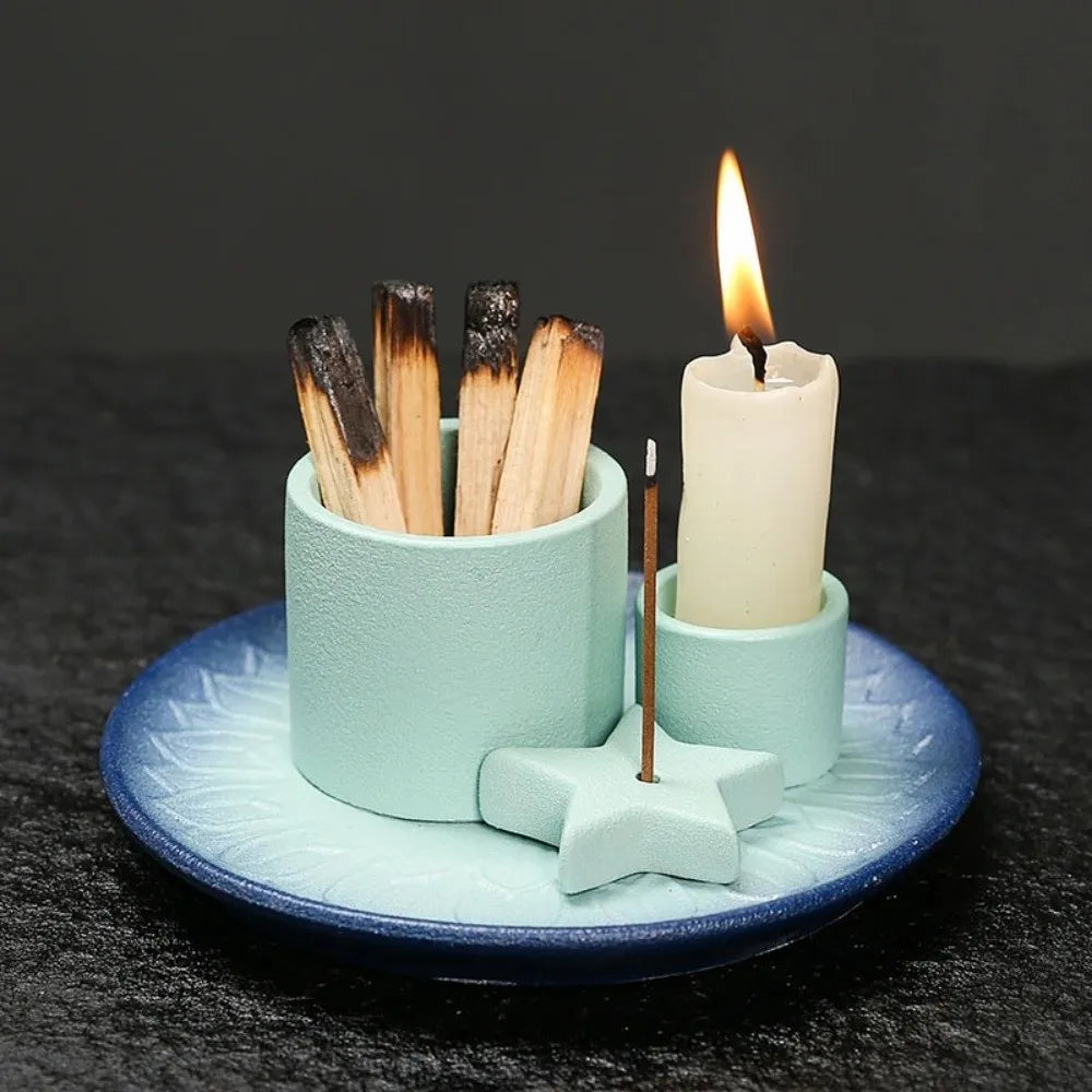 bougies étoile céramique moderne rouge blanc bleu jaune plateau supplémentaire minimaliste