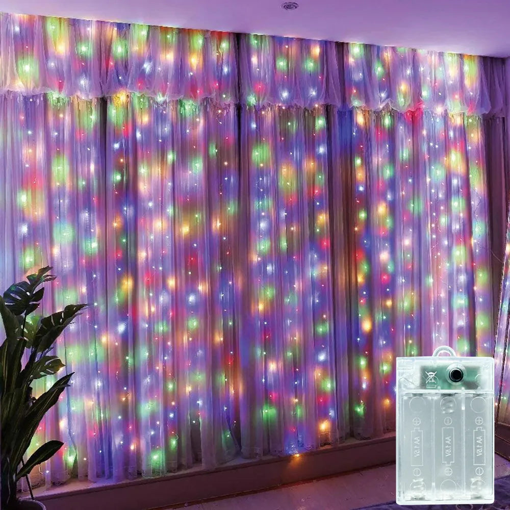 guirlande lumineuse led noël multicolore blanc decoration vacances 3m 3m 300 leds moderne festive