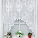 rideau floral blanc dentelle polyester romantique vintage shabby chic translucide boutique fenêtre