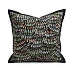 housse coussin jacquard motif forêt tropicale noir vert beige blanc décor maison voiture 45x45cm