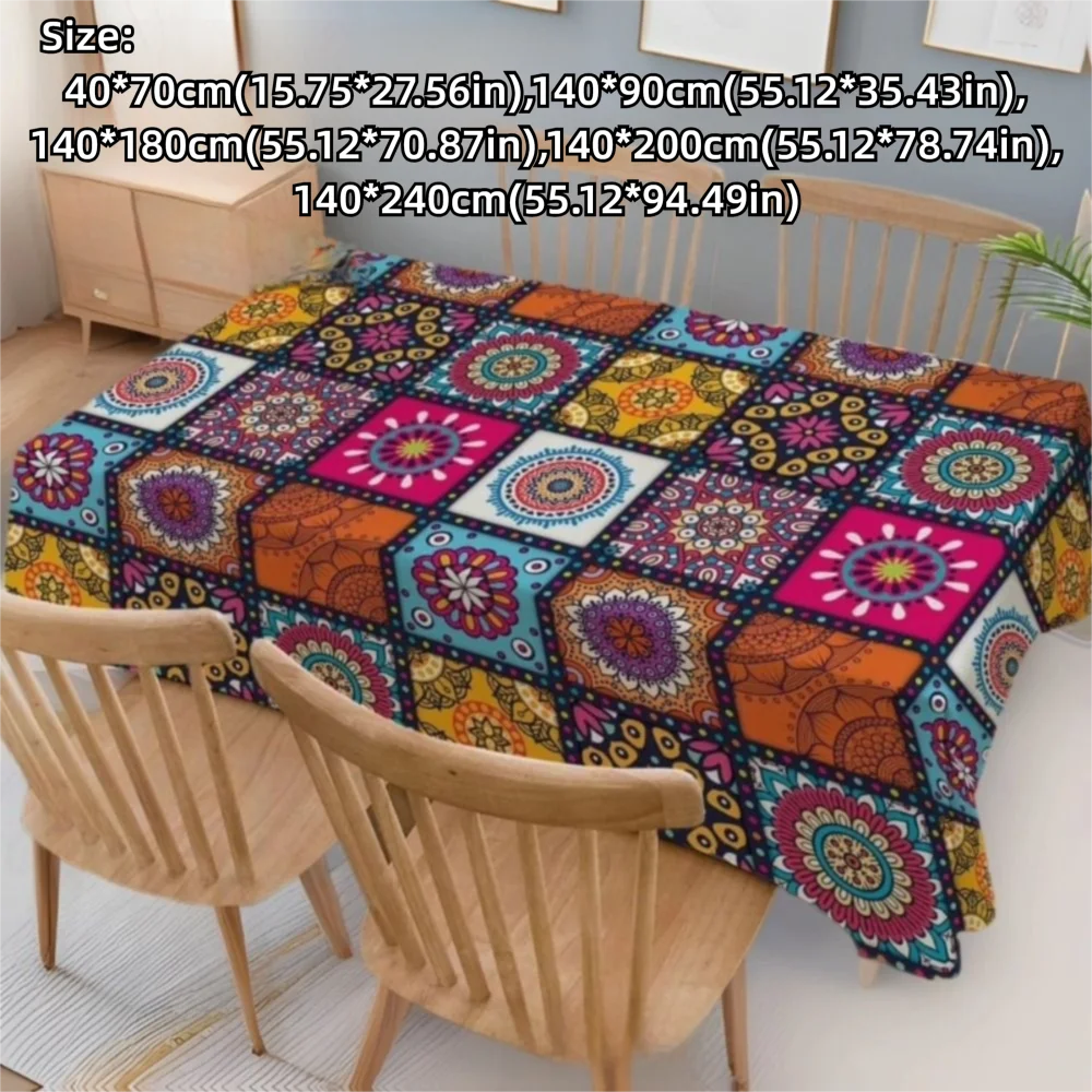 nappe boho chic multicolore patchwork motifs floraux géométriques table manger decoration maison fêtes années