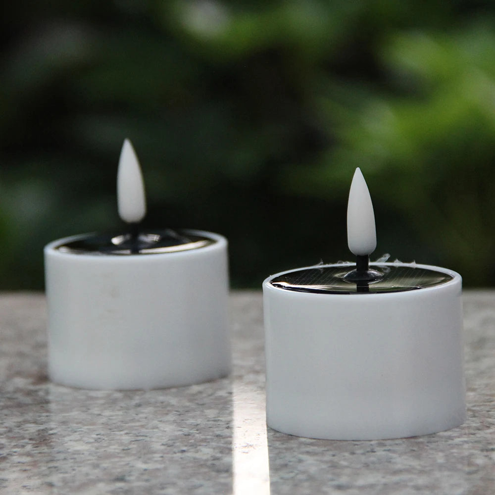 éclairage solaire led bougie blanche moderne sans flamme étanche jardinextérieur autonomepose