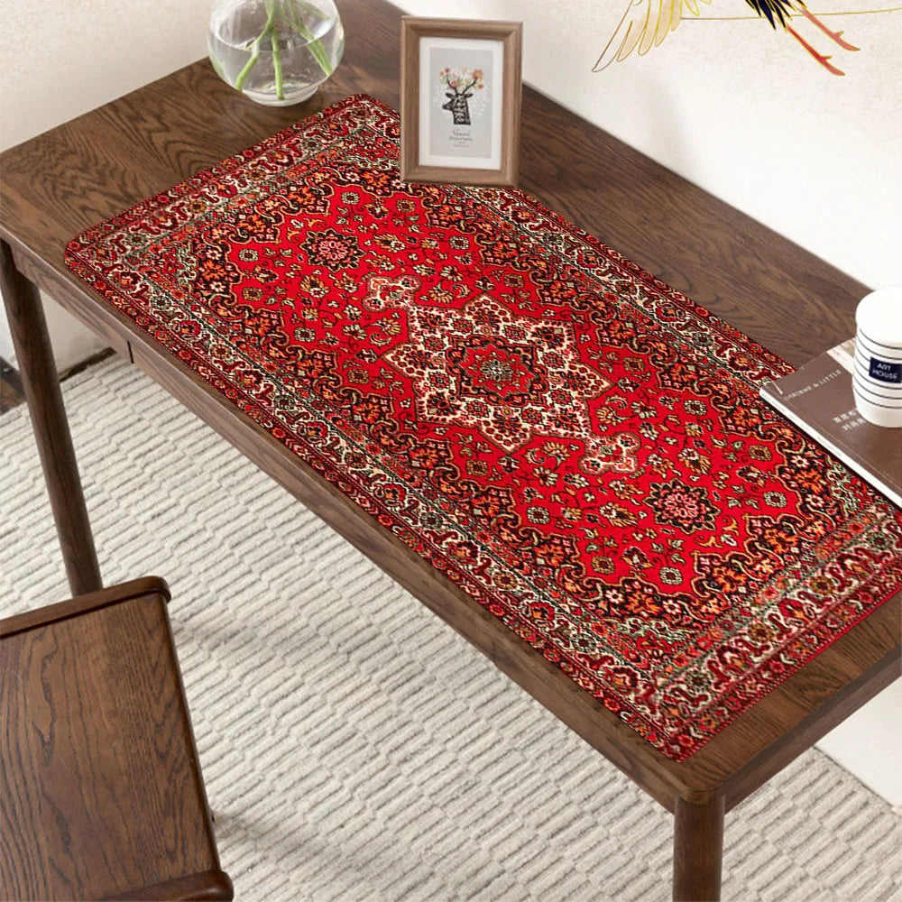 tapis souris gamer grand motif persan traditionnel gaming rouge noir