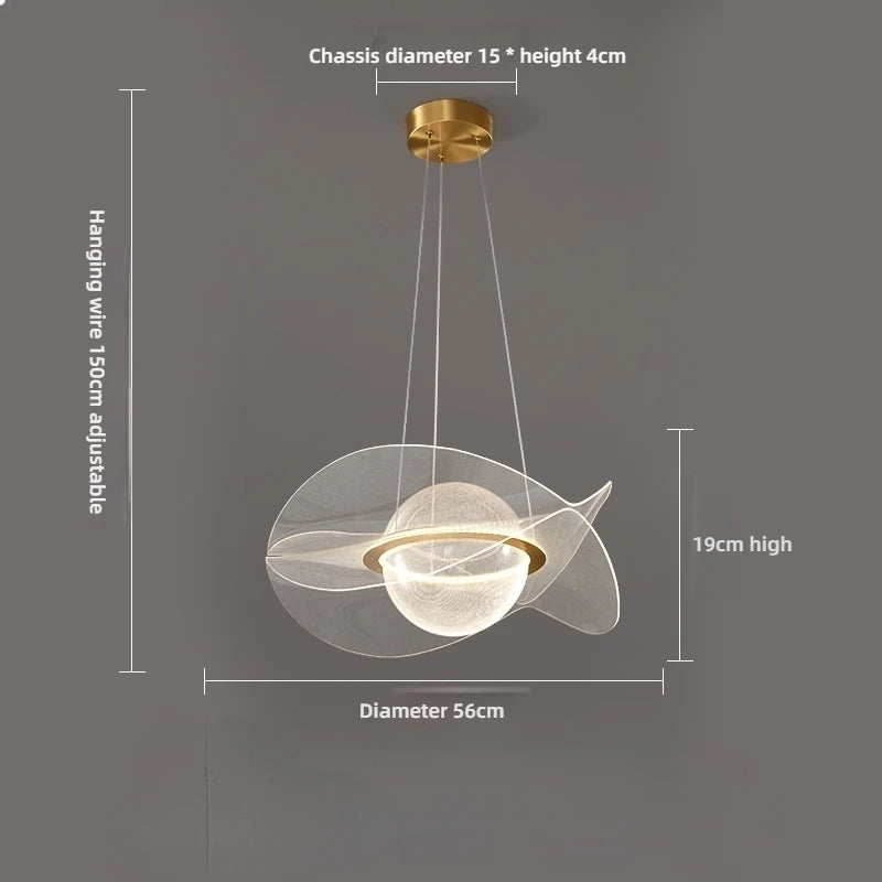 lumière suspendue moderne or blanc gris plissée ondulée transparente minimaliste