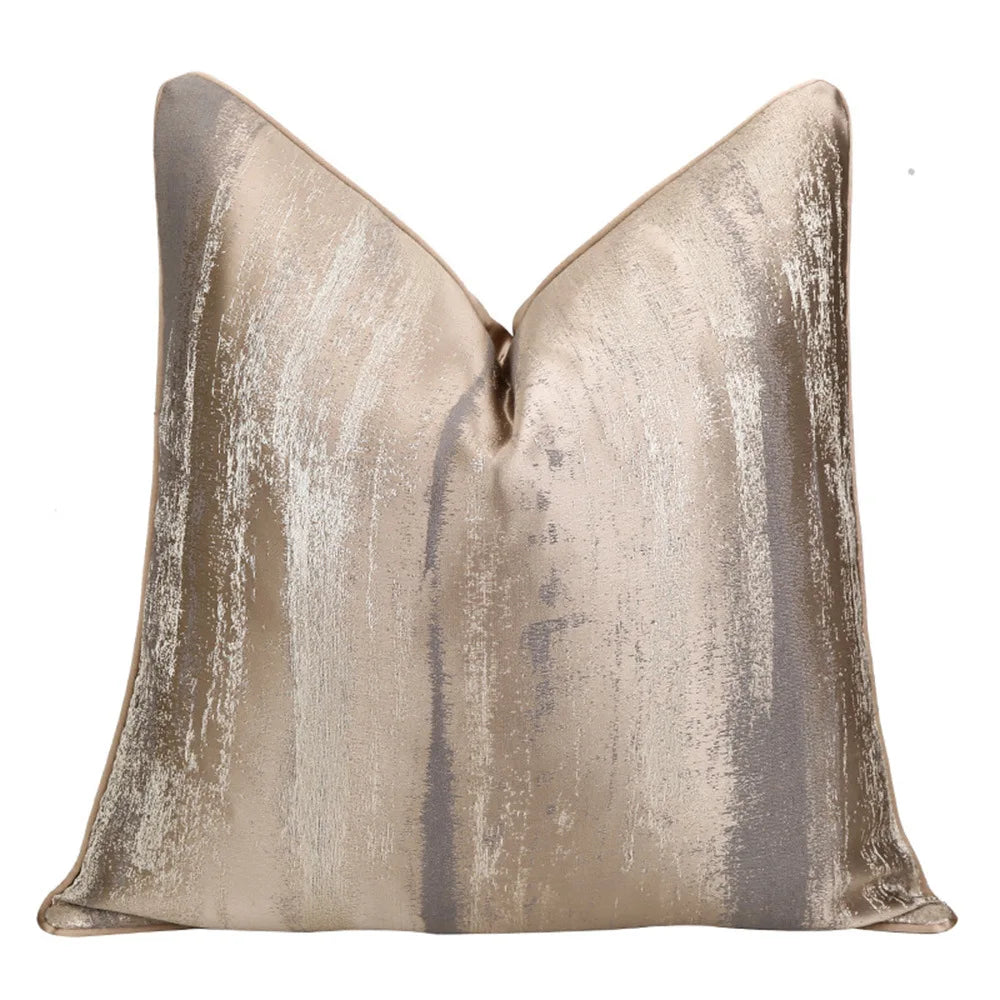 housse coussin carré polyester texture abstraite beige gris contemporain living room durable decoration