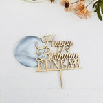 décoration gâteau lettre élégante happy birthday euneah noir doré moderne pique