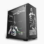autocollants kratos graphique pvc noir blanc décalcomanie boitier pc transparent fenetre