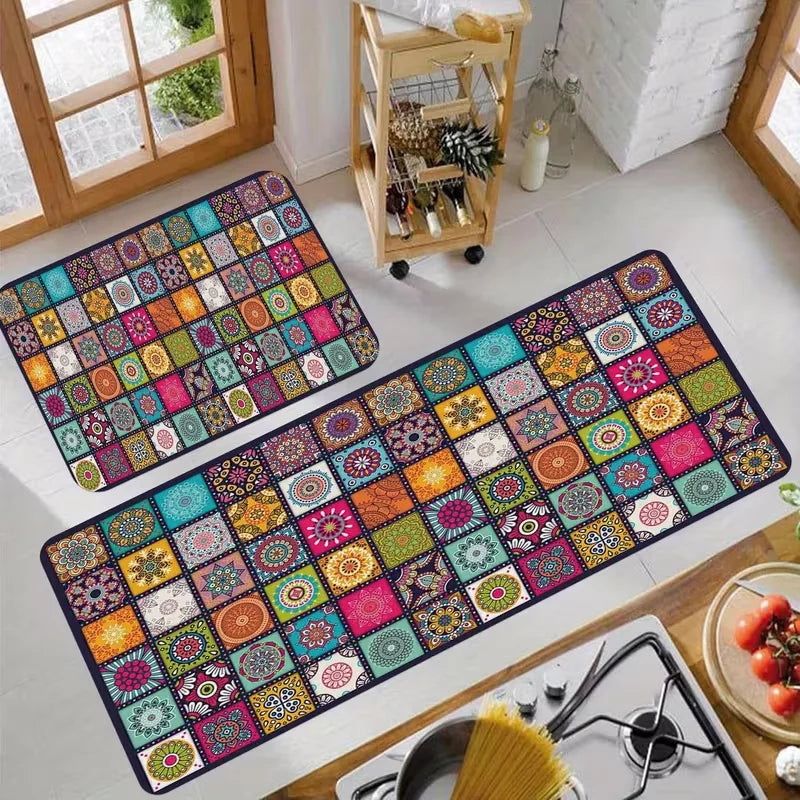tapis sol moderne patchwork floral multicolore antidérapant extérieur intérieur