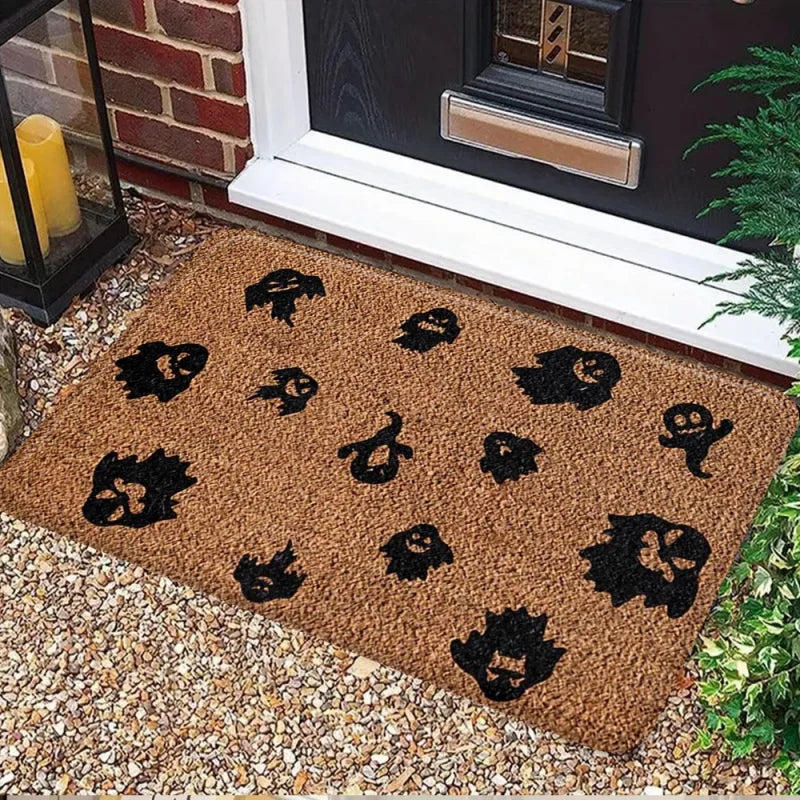 tapis d'entrée halloween citrouille fantôme décor maison orange noir tapis sol antidérapant