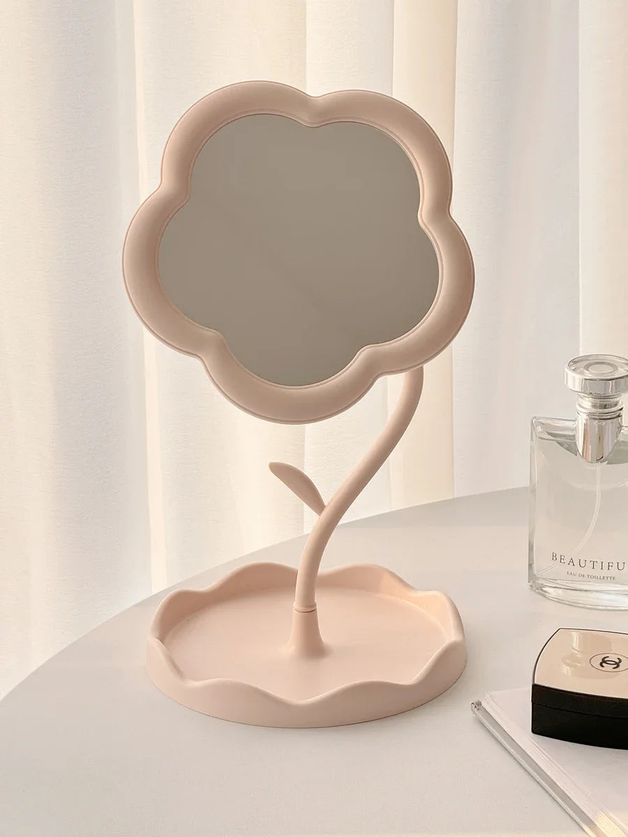 miroir table moderne rose clair jaune pâle blanc forme fleur brillant minimaliste portable chambre