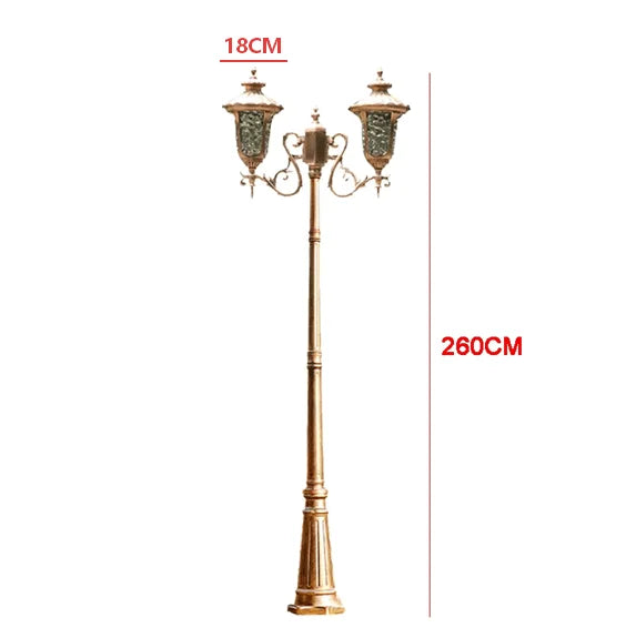 Lampadaire doré classique motifs floraux éclairage extérieur ip65 led étanche vintageextérieurjardin