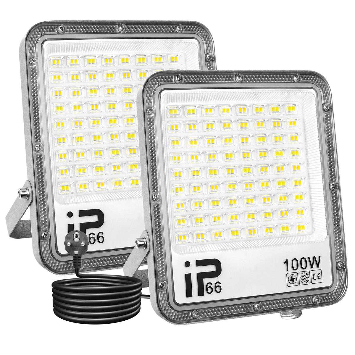 projecteur led moderne blanc ip66 230mm 275mm câble prise acextérieur