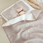 couverture bébé coton rose clair rubans blancs moderne enfantine portable voyage hiver automne