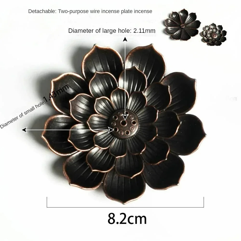 support encens fleur or artisanal incense burner cuivre décoration maison yoga