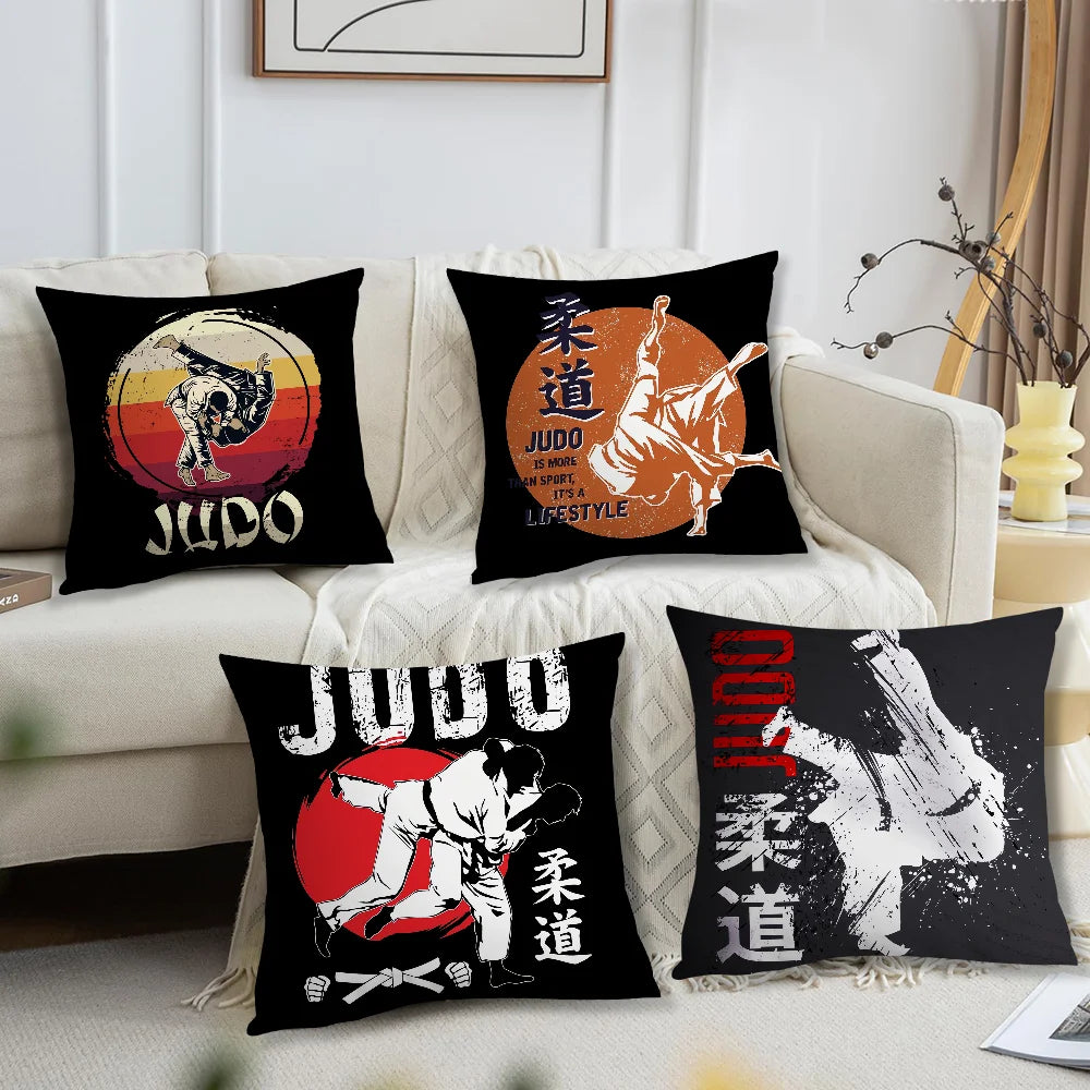 coussin noir judo moderne 40x40cm 45x45cm 50x50cm 60x60cm imprimé opacité