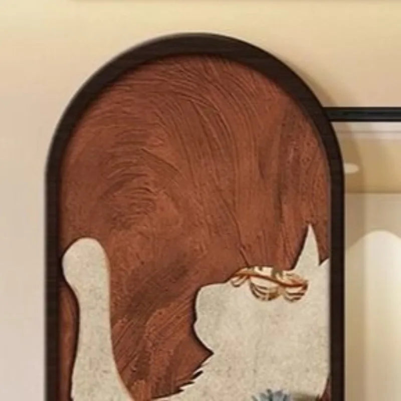 porte clés mural moderne imprimé chats texture bois noir sac main plante bijoux