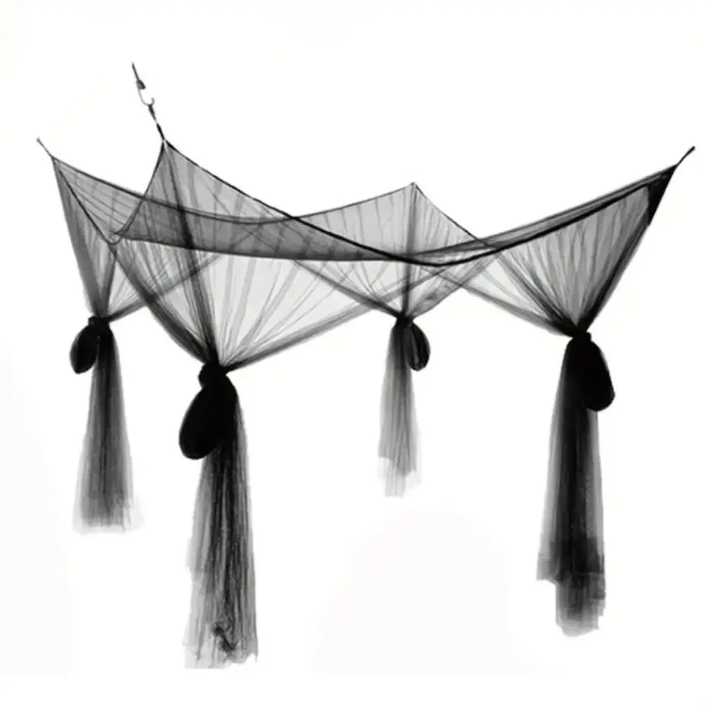 filet anti moustiques transparent moderne rose clair noir coton polyester crochets métalliques chambre coucher