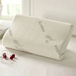 coussin imprimé bambou beige clair mousse mémoire forme cale literie rafraîchissante décompression cou