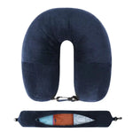 coussin voyage velours gris bleu forme remplissable clips poignées transport
