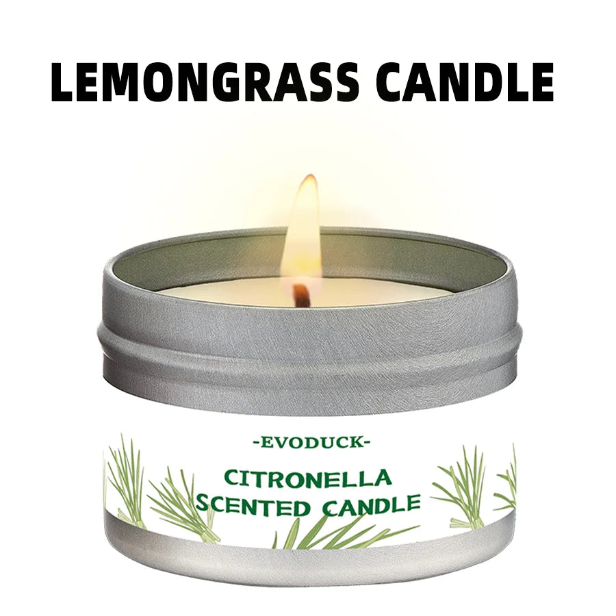 bougie parfumée citronnelle motif floral blanc vert clair contemporain coton boîte métallique patio jardin