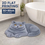 tapis gris chat imprimé antidérapant salon bain entrée feutre polyestère confortable