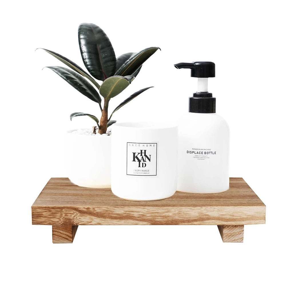présentoir bois transparent moderne support plantes bouteille savon brosse minimalist deco comptoir