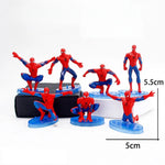 figurines spider man rouge bleu noir costume original anniversaire enfant dessin animé six petites