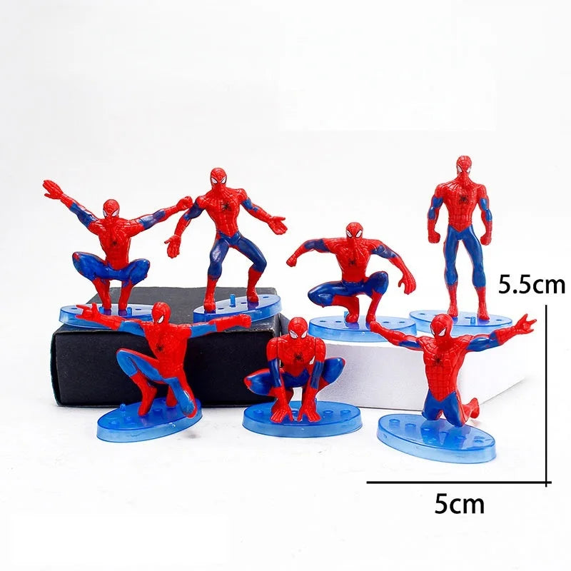 figurines spider man rouge bleu noir costume original anniversaire enfant dessin animé six petites